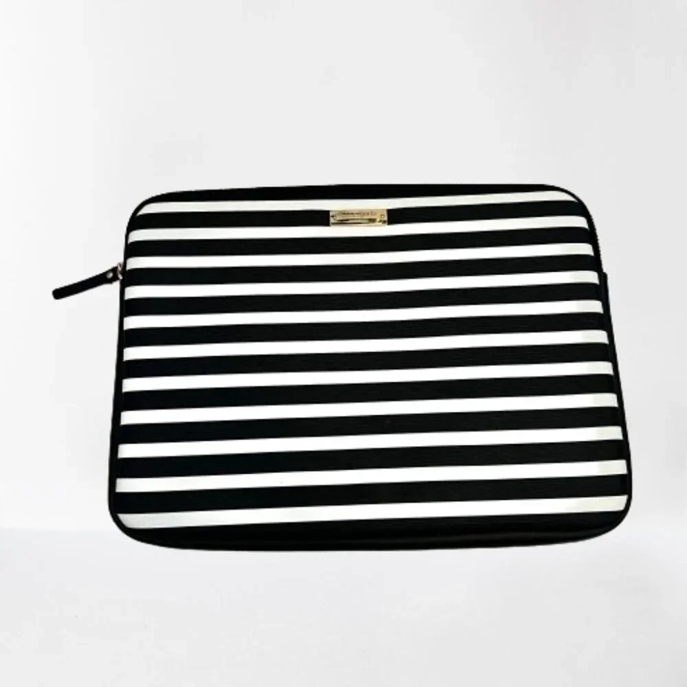 Kate Spade Saffiano Black & White Stripe Tablet Laptop Case